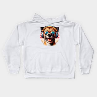 Grinning Border Terrier as Smiling DJ with Headphones Kids Hoodie